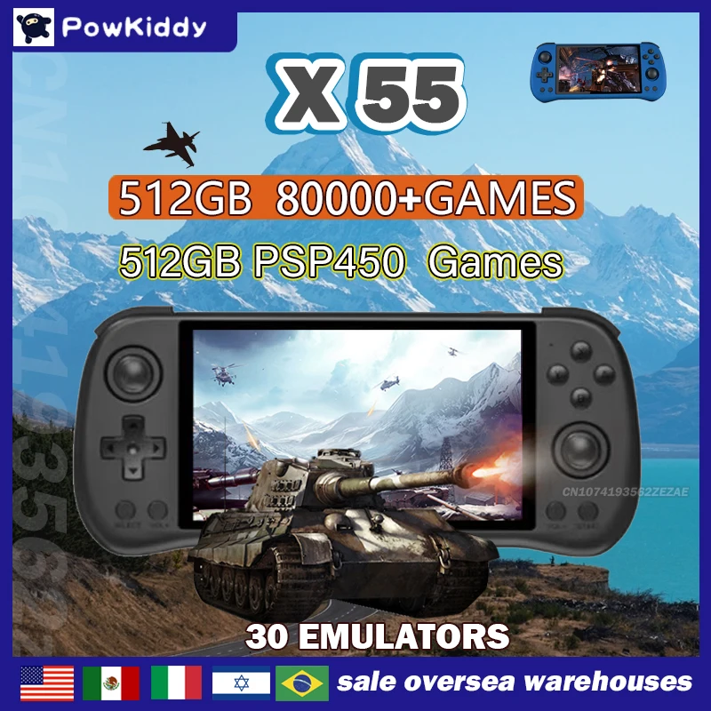 Gaming Console For Sale - 80000Games 512G POWKIDDY X55 5.5INCH IPS