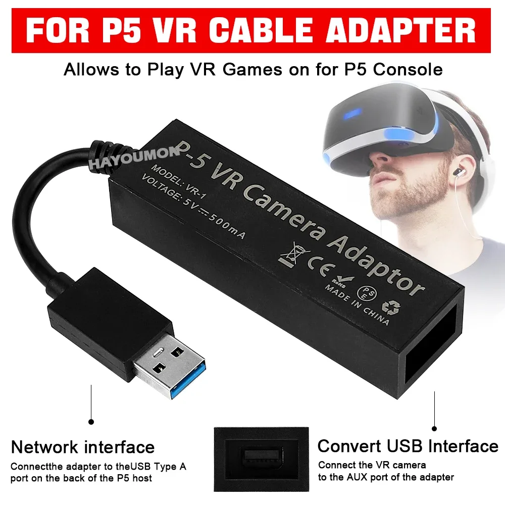 Gaming Console Mini - For PS5 VR Cable Adapter For