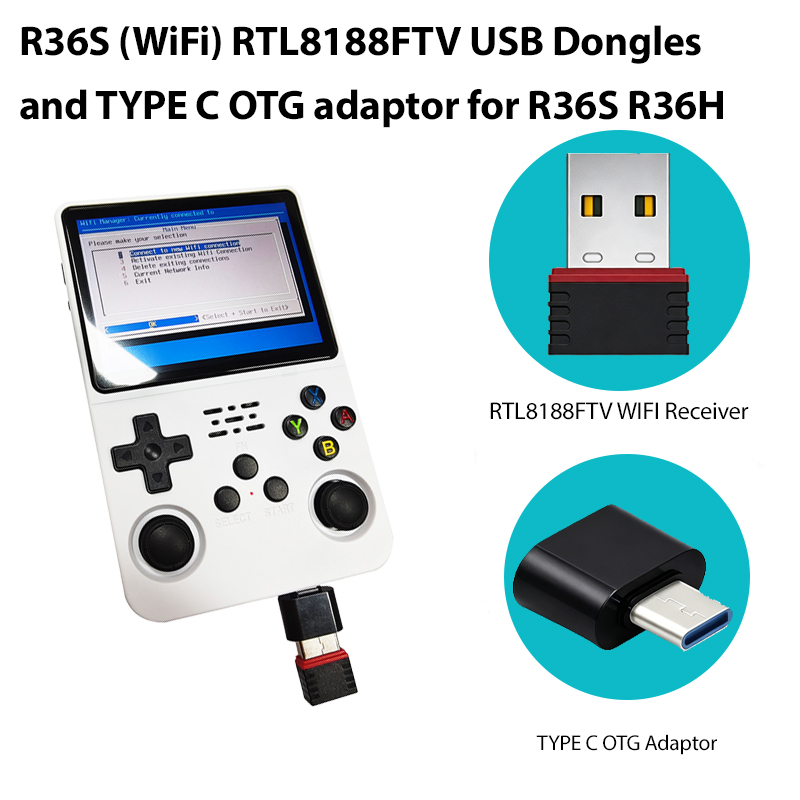 Gaming Console R36H - 2026 R36S (WiFi) RTL8188FTV USB Dongles