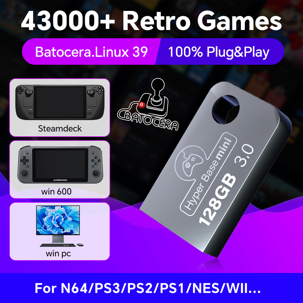 Gaming Console Mini - Batocera 128G USB Flash Drive For