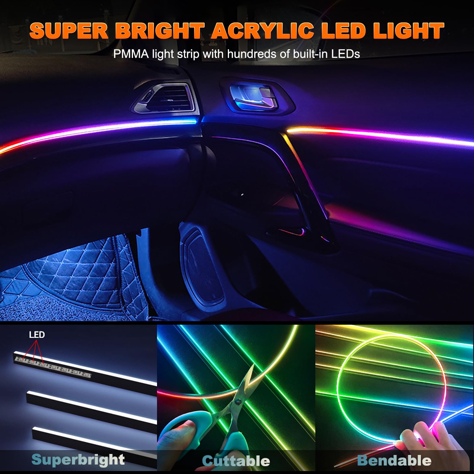 2IN1 Dynamic Neon Car Ambient  - Led Gaming Light Strip 评论和价格