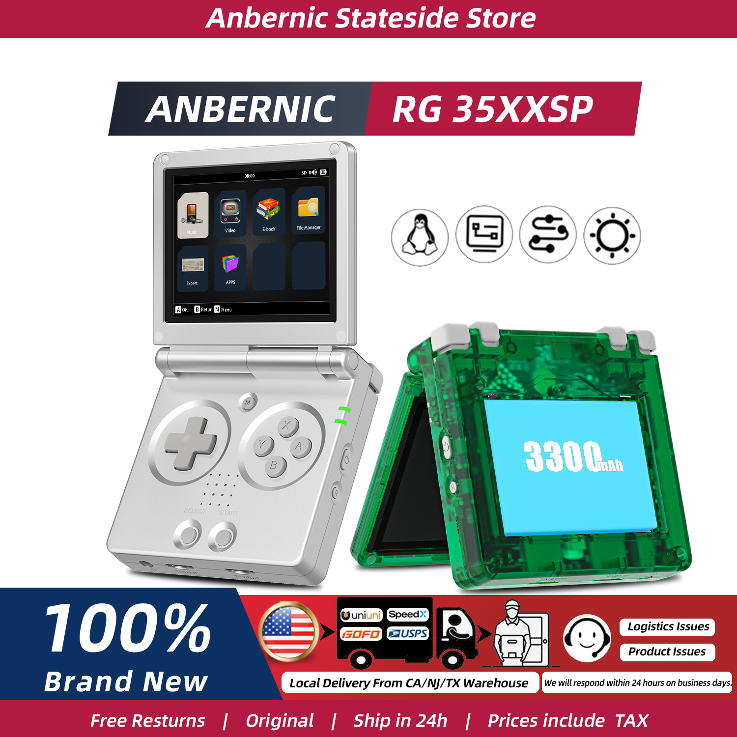ANBERNIC RG35XXSP FILP 3.5 Inc - Gaming Console 5 Year Old 评论和价格