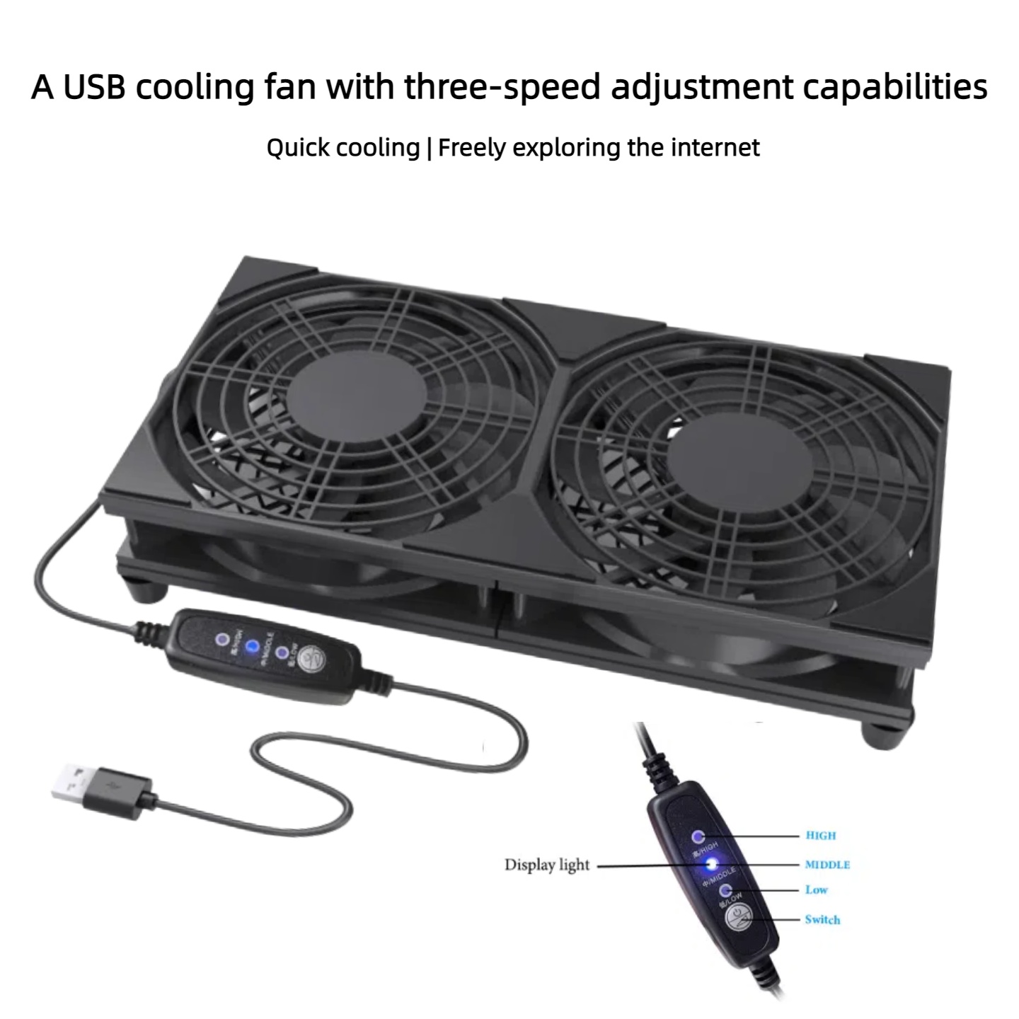Dual USB Cooling Fan with 3-Sp - Gaming Console In 评论和价格